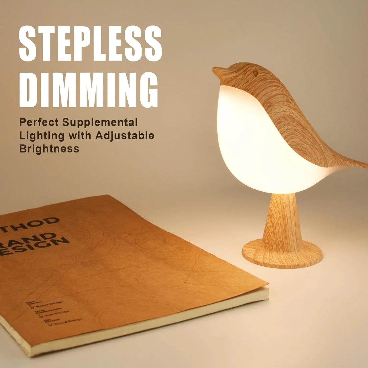 Bird Table Lamp – Touch Control, 3-Level Dimmable, Cordless & Rechargeable