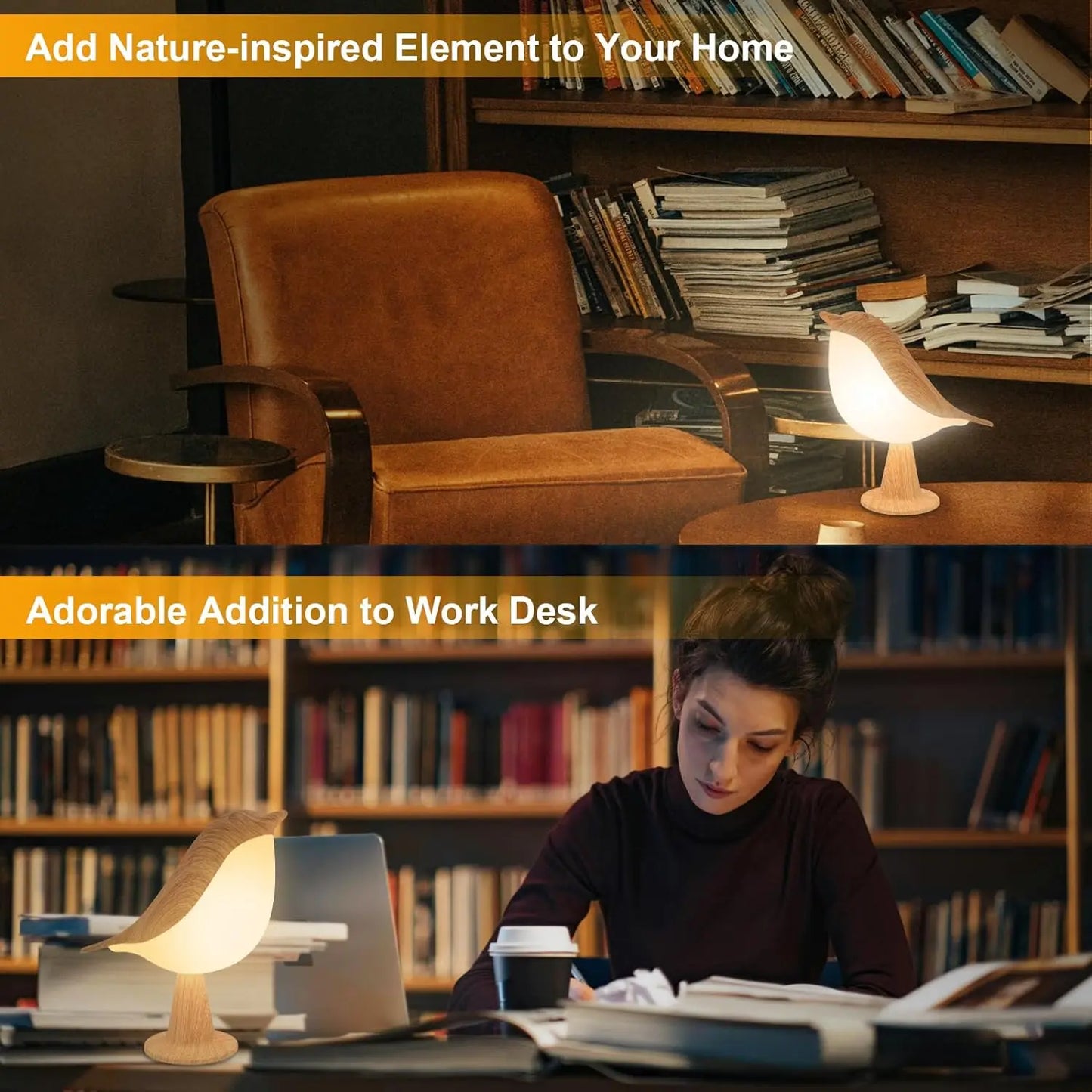 Bird Table Lamp – Touch Control, 3-Level Dimmable, Cordless & Rechargeable