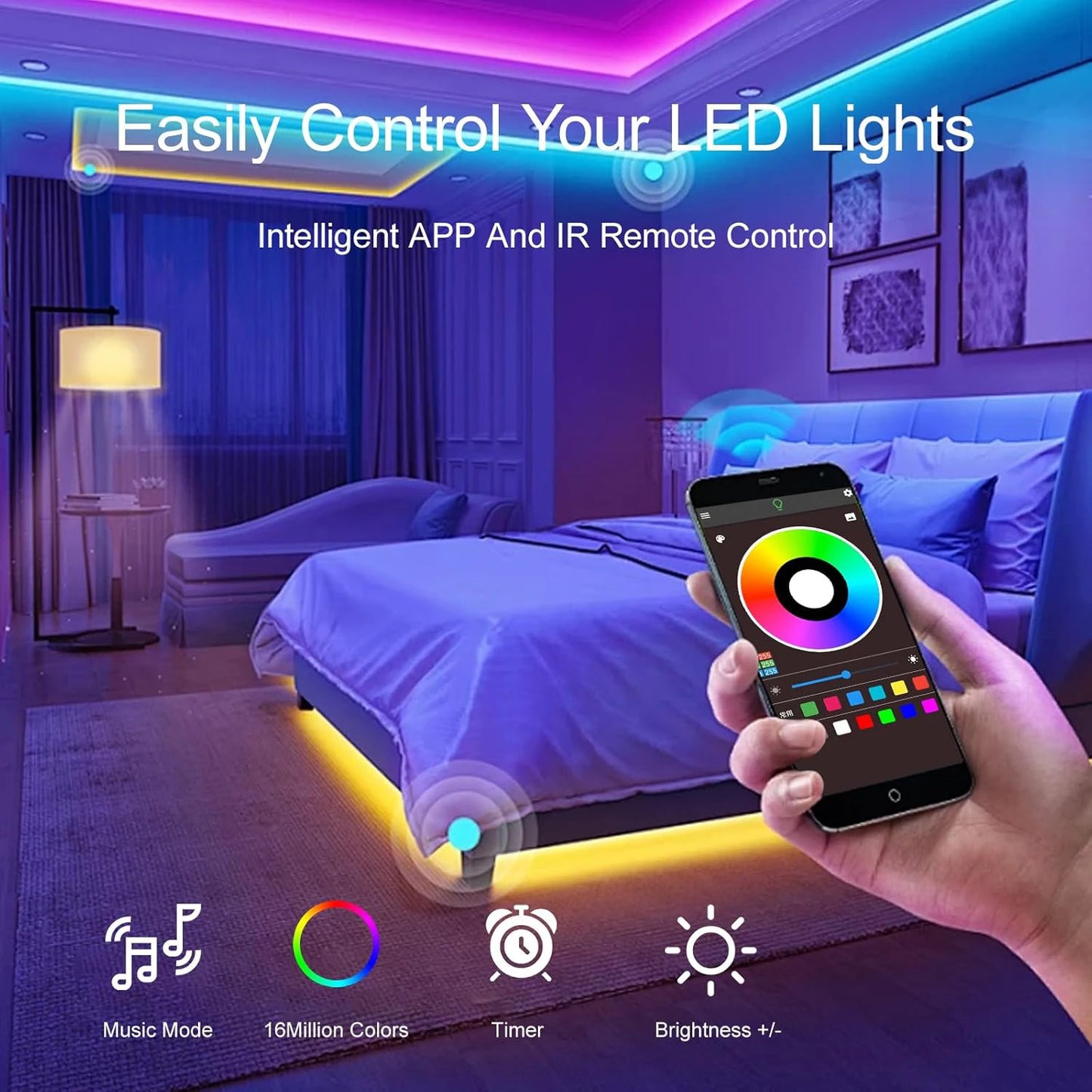 RGB LED Strip Lights 0,5–30M – Music Sync, App & Remote Control, CE Certified