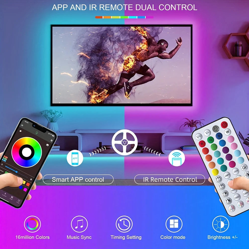 RGB LED Strip Lights 0,5–30M – Music Sync, App & Remote Control, CE Certified