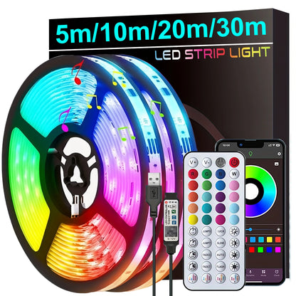 RGB LED Strip Lights 0,5–30M – Music Sync, App & Remote Control, CE Certified