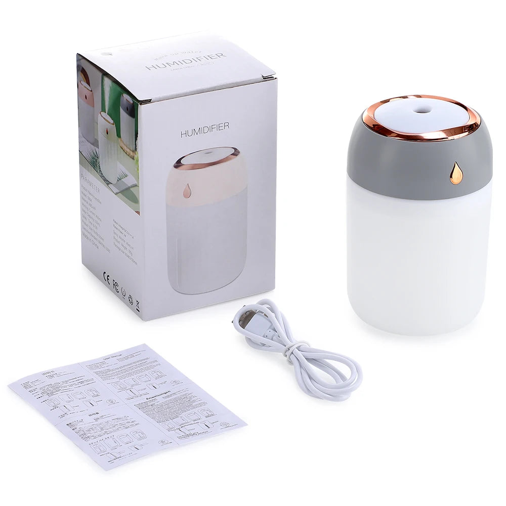 Mini LED Humidifier & Aroma Diffuser – 7 Color Ambient Light, USB, 320ml